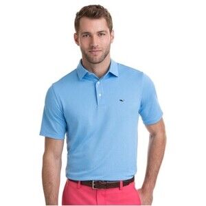Vineyard Vines Light Blue Short Sleeve Mesh Polo Shirt Size L